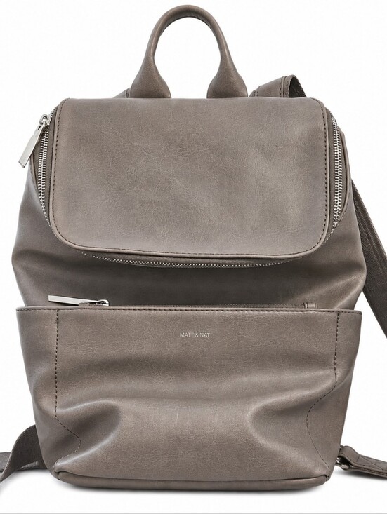 Matt & Nat Handbags - Matt & Nat Grey Vegan Leather Backpack